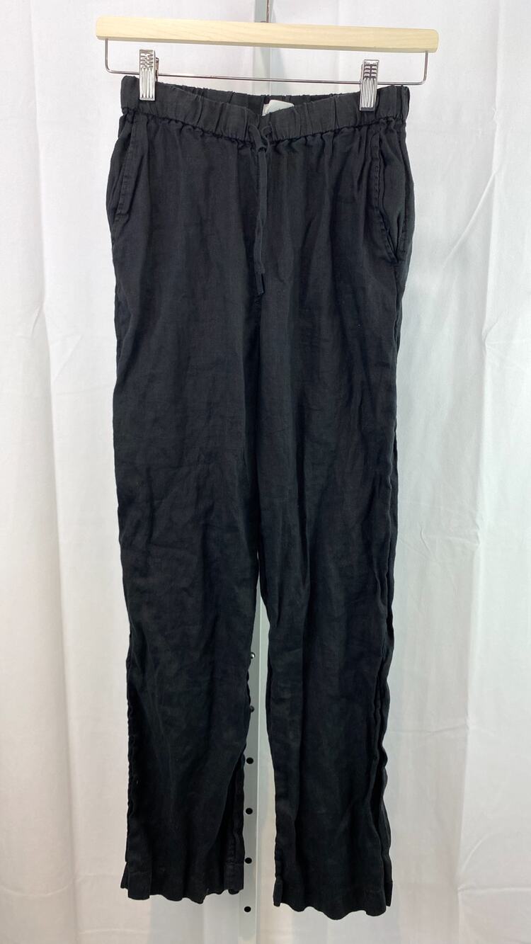 ARKET Size XS Sweden Womens Linen Drawstring Pants Pull On Pockets Black